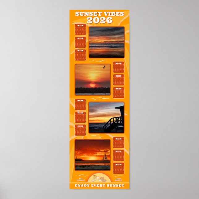Póster Atardeceres 2026 y ambiente de playa (Frente)
