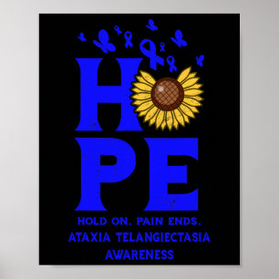 Póster Ataxia Telangiectasia Blue Hope Girasol Vintage