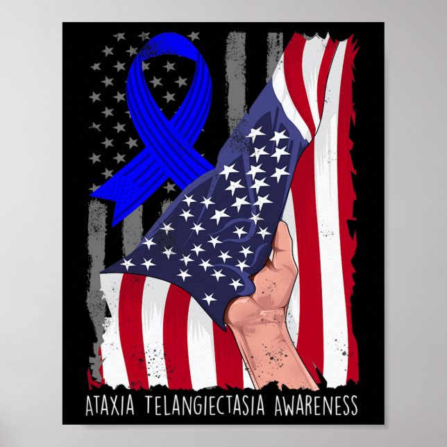 Póster Ataxia Telangiectasia Sensibilización Bandera Amer (Frente)