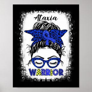 Póster Ataxia Warrior Messy Bun Blue Ribbon Mujeres Ataxi