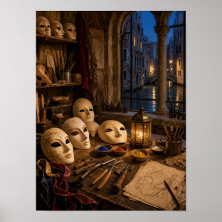 Póster Atelier del fabricante de máscaras venecianas Póst