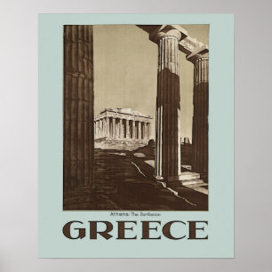 Póster Atenas: El poster del viaje del vintage de GRECIA