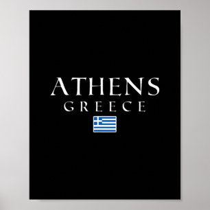 Póster Atenas Grecia Bandera Vacaciones Atenas Recuerdo G