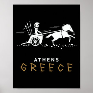 Póster Atenas Grecia Carro de viaje vacaciones hombres y