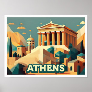 Póster Atenas Grecia colorido artístico
