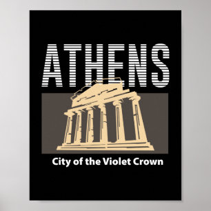 Póster Atenas Grecia Diseño de punto de referencia de via