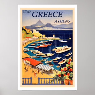 Póster Atenas, Grecia Viajes Vintage