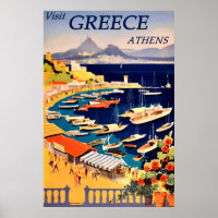 Atenas, Poster de Viajes Vintage de Grecia