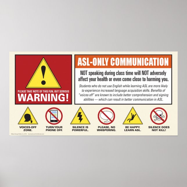 Póster ¡Atención! Sólo ASL. Voces de poster. (Frente)