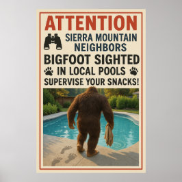 Póster Atención Vecinos de Sierra Montaña - Piscina Bigfo