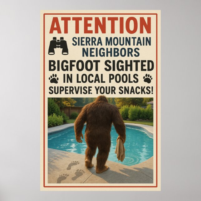 Póster Atención Vecinos de Sierra Montaña - Piscina Bigfo (Frente)
