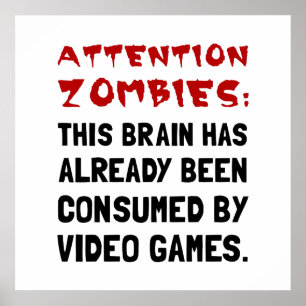 Póster Atención Zombies Video Juegos