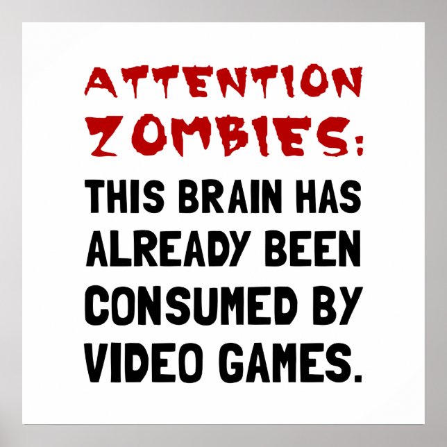 Póster Atención Zombies Video Juegos (Frente)