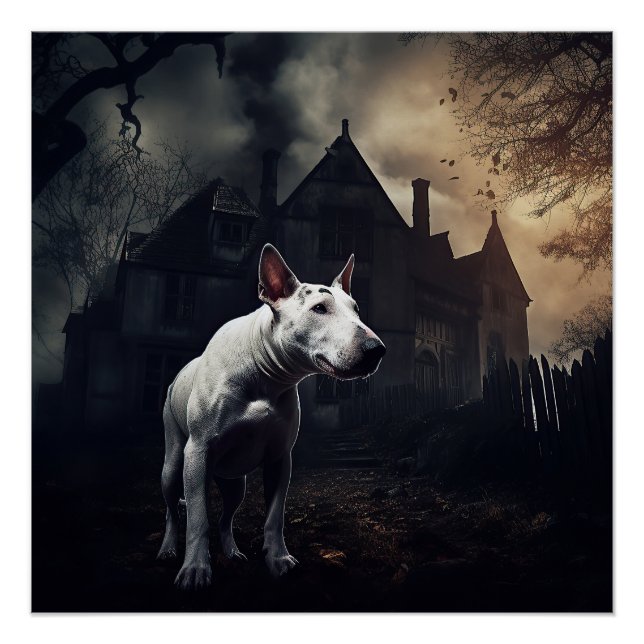 Póster Aterrador de Bull Terrier Halloween (Anverso)