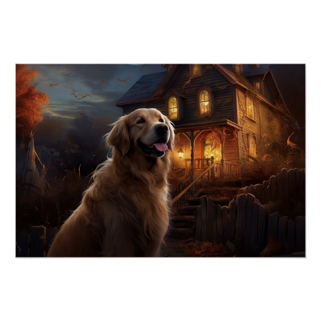 Póster Aterrador de Golden Retriever Halloween (Anverso)