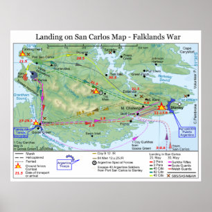 Póster Aterrizaje de la guerra de las Islas Malvinas en e
