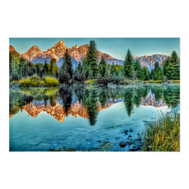 Póster Aterrizaje de Schwabacher y estanque de castores (Anverso)