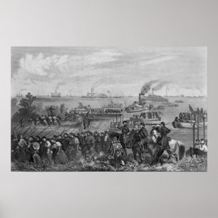 Póster Aterrizaje de tropas en la isla de Roanoke