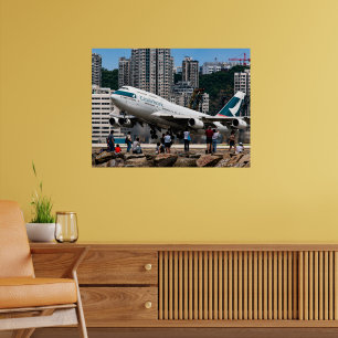 Póster Aterrizaje épico del Boeing 747 en el aeropuerto d