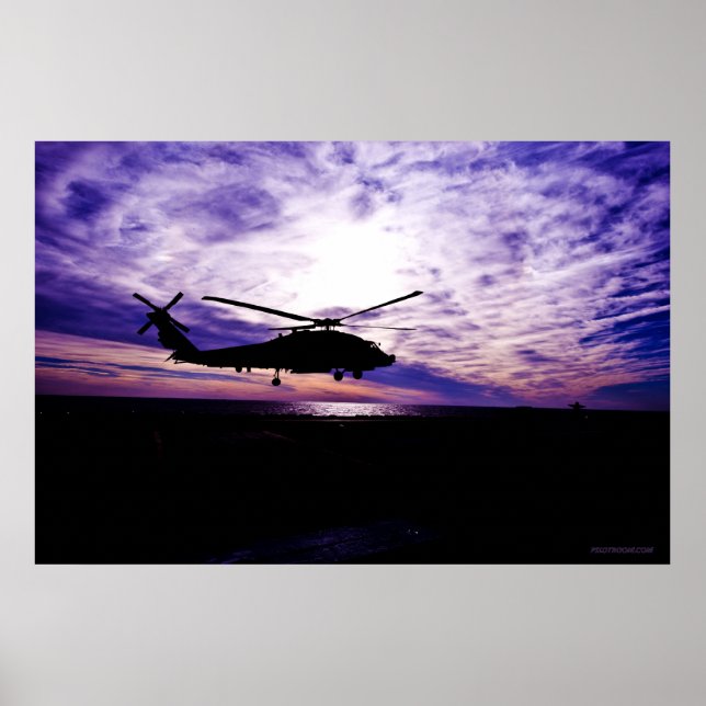 Póster Aterrizar en Hawk del mar al atardecer (Frente)