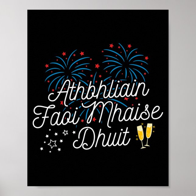 Póster Athbhliain Faoi Mhaise Dhuit Irish New Years  (Frente)
