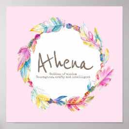 Póster Athena feather y cuentas wreath name significa