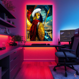 Póster Athena - Leyenda Minimalista cubista - Diosa