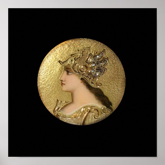PÓSTER ATHENA PORTRAIT WITH GOLDEN HELMET AND GRYPHONS  (Frente)