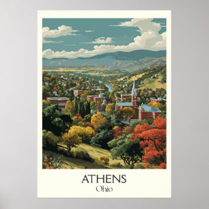 Póster Athens Ohio College Town Scenic Valley Travel Art