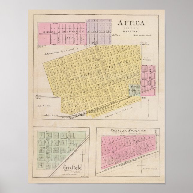 Póster Ática, Crisfield y Crystal Springs, Kansas (Frente)