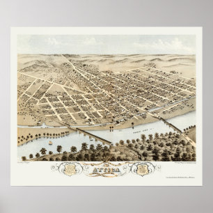 Póster Ática, EN mapa panorámico - 1869