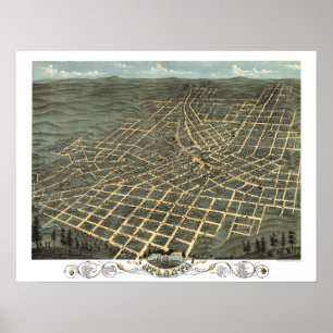 Póster Atlanta, GA Mapa Panorámico DIGITALMENTE REMASTADO