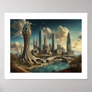 Póster Atlanta GA, Surreal Cityscape Design