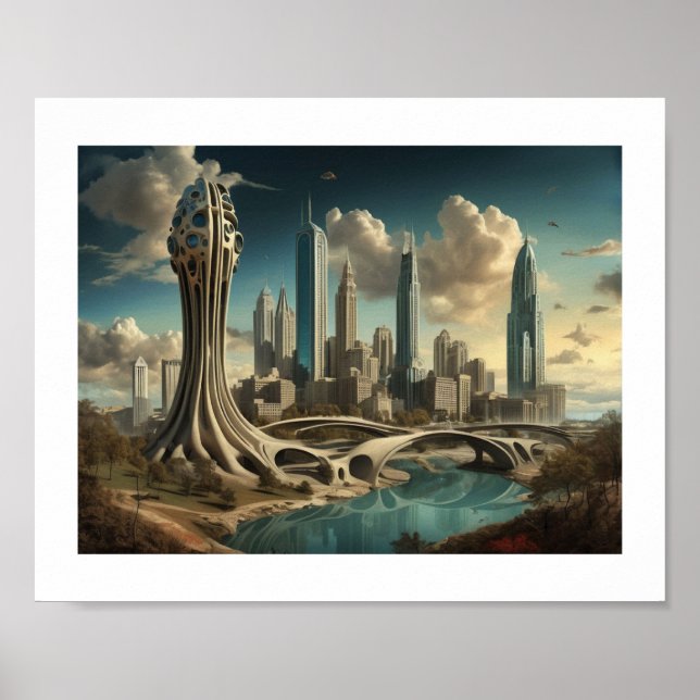 Póster Atlanta GA, Surreal Cityscape Design (Frente)