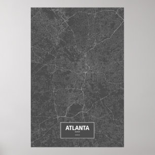 Póster Atlanta, Georgia (blanco sobre negro)