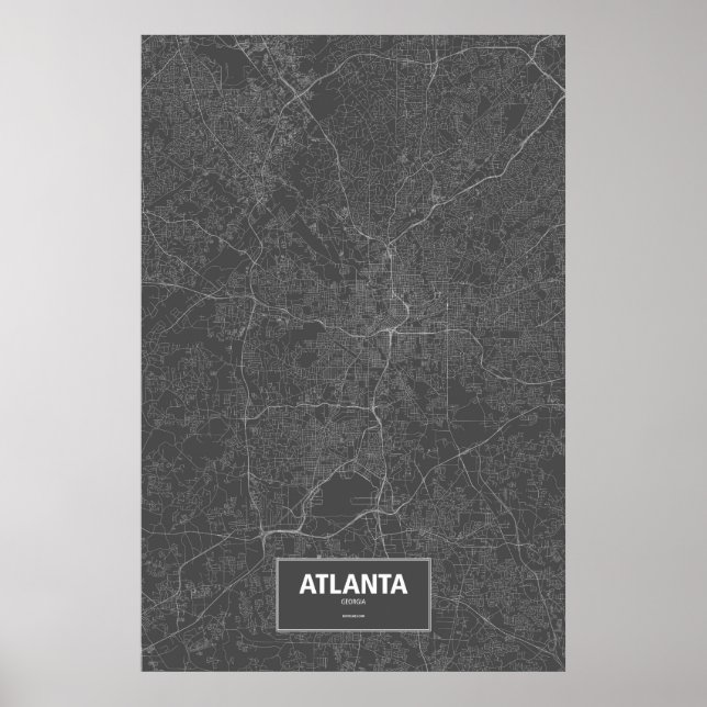 Póster Atlanta, Georgia (blanco sobre negro) (Frente)
