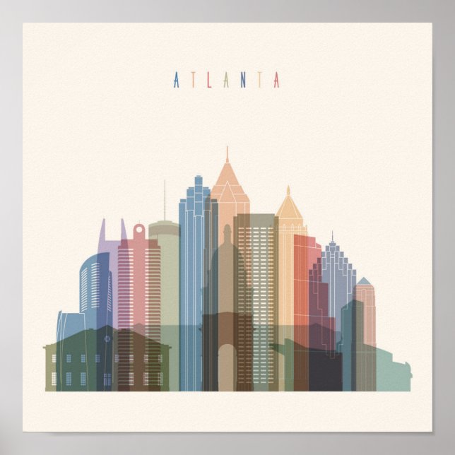 Póster Atlanta, Georgia | City Skyline (Frente)