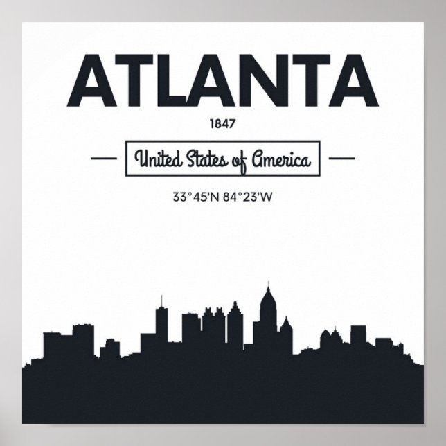 Póster Atlanta, Georgia | Coordenadas urbanas (Frente)
