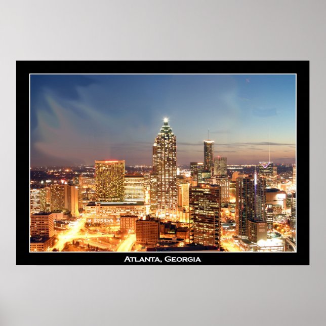 Póster Atlanta, Georgia de noche - Hermoso Skyline (Frente)