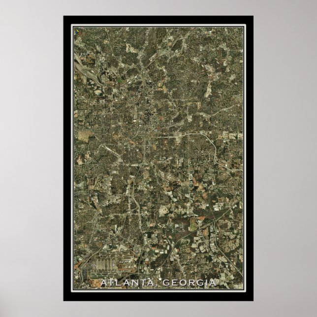 Póster Atlanta Georgia desde el mapa de satélites espacia (Frente)