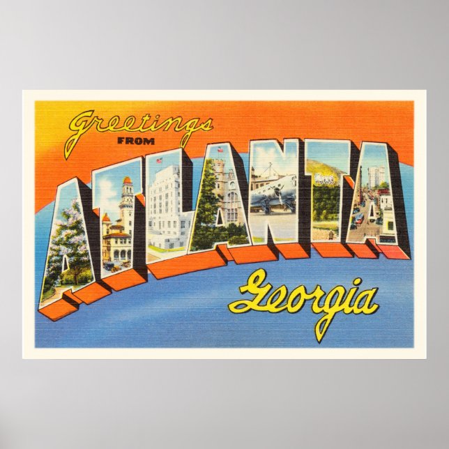 Póster Atlanta Georgia GA Viejo Viaje de Viaje de la Viej (Frente)