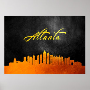 Póster Atlanta Georgia Gold Skyline