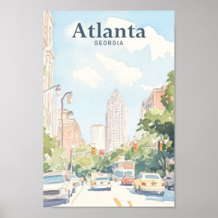 Póster Atlanta Georgia Gouache Paint Ilustracion Viajes