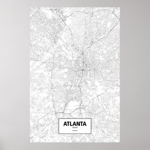Póster Atlanta, Georgia (negro sobre blanco)