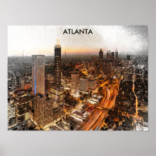 Póster Atlanta Georgia Skyline Panorama View