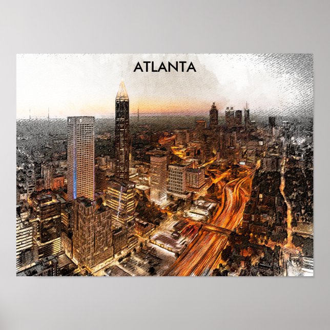 Póster Atlanta Georgia Skyline Panorama View (Frente)