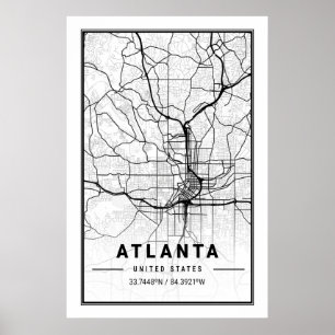 Póster Atlanta Georgia USA City Travel City Map