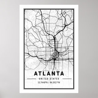 Póster Atlanta Georgia USA City Travel City Map