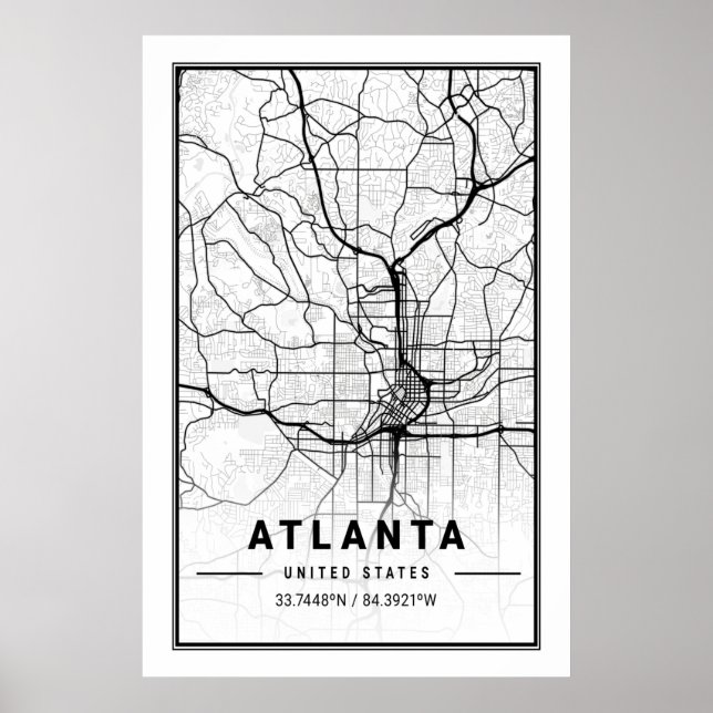 Póster Atlanta Georgia USA City Travel City Map (Frente)