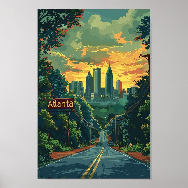 Póster Atlanta Georgia USA Famoso Travel Place (Frente)